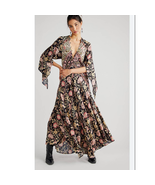 New Free People Jen&#39;s Pirate Booty Baroque Hyacinth Gown $286 X-SMALL Black - £142.41 GBP