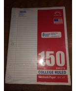 NORCOM 150 Sheets College Ruled Notebook Paper 10 1/2&quot; x 8&quot; - $1.95