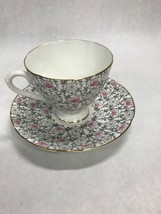 Tea coffee cup Porcelain England  English Castle Staffordshire pink grey - £13.17 GBP