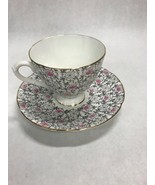 Tea coffee cup Porcelain England  English Castle Staffordshire pink grey - £13.42 GBP