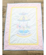 Vintage Baby Togs Baby Blanket Pastel Carousel Quilt Crib Horse duck she... - $1,400.70 MXN