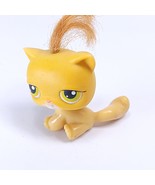 Littlest Pet Shop Orange Sitting Cat #78 LPS w Hair Green Eyes and Magnet - £5.45 GBP