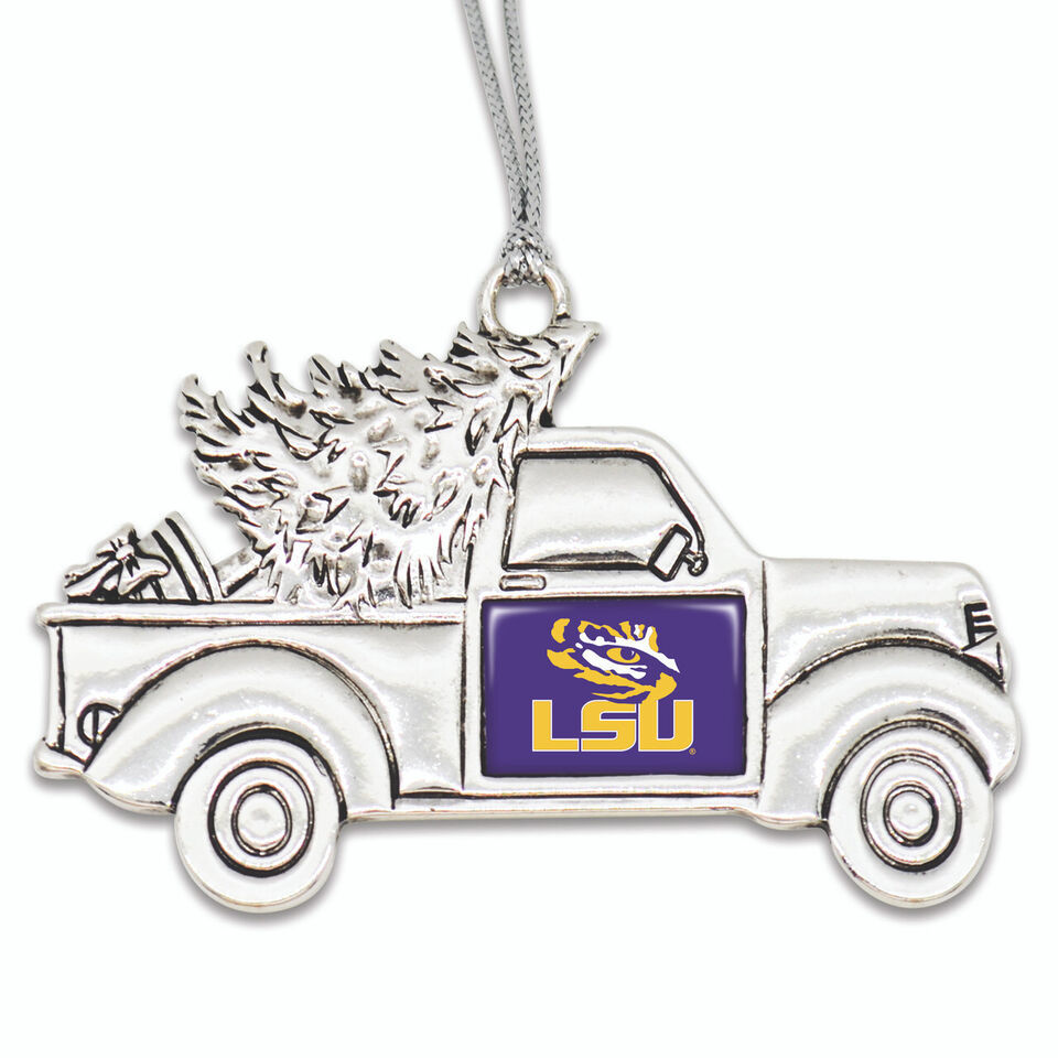 43491 From the Heart Vintage Truck Team Logo Ornament LSU Tigers