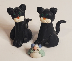 Handcrafted Polymer Clay Cat Kitty Kitten Figurines Miniature Curio - £9.58 GBP