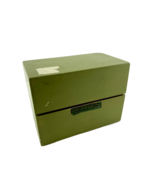 Vintage Recipe Box Hinged Wooden Painted Green w Handwritten Recipes Menus - $129.00