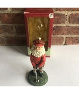 2002 Golfing Bobble-Head Santa Figurine Hand-Sculpted - $360.41 MXN