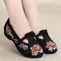 Vintage Traditional Style Women Soft Loafers Spring Autumn Slip On Cotton Fabric - £22.97 GBP