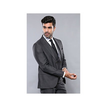 Men 3pc European Vested Suit WESSI  J.VALINTIN Extra Slim Fit JV15 Charcoal Gray image 9