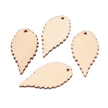 100-Piece Natural Unfinished Blank Wooden Leaf Flat Pendants Antiquewhit... - £13.85 GBP