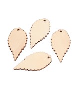 100-Piece Natural Unfinished Blank Wooden Leaf Flat Pendants Antiquewhit... - £14.60 GBP