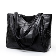 Vintage Large Capacity Pu Leather Shoulder Bags for Women Fashion Solid Color Bl - £38.59 GBP