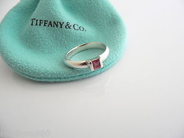 Tiffany &amp; Co Silver Pink Tourmaline Ring Gemstone Band Sz 7.25 Gift Pouch Love - £278.17 GBP