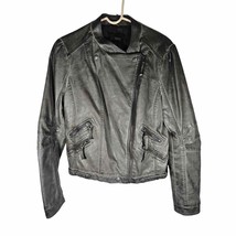 Blu Pepper Women&#39;s Faux Leather Gray Jacket Zippers Size Large - $21.55