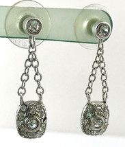 Monet Silvertone and Crystal Dangle Pierced Earrings - $7.59