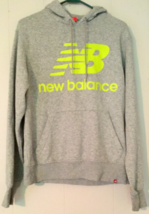 New Balance men size S hoodie  gray, logo on front neon yellow, long sleeve - £12.29 GBP
