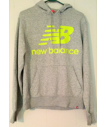 New Balance men size S hoodie  gray, logo on front neon yellow, long sleeve - £12.07 GBP