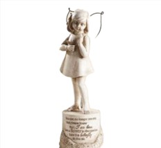 Girl Memorial Statue with Sentiment Textural Detailing 9.7" High Poly Stone image 2