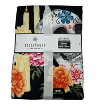 Storehouse Halloween Tablecloth Day of Dead Sugar Skulls Flowers 60&quot; x 104&quot; - $489.49 MXN