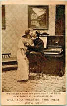 Vtg Cartolina 1900s Pubblicità Tom Rees Piano Wilkes-Barre Pa Romance Non Usato - £35.42 GBP