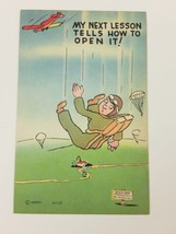 Military Parachute Postcard Airborne Sky Dive Funny Cartoon Army Vintage - £7.44 GBP