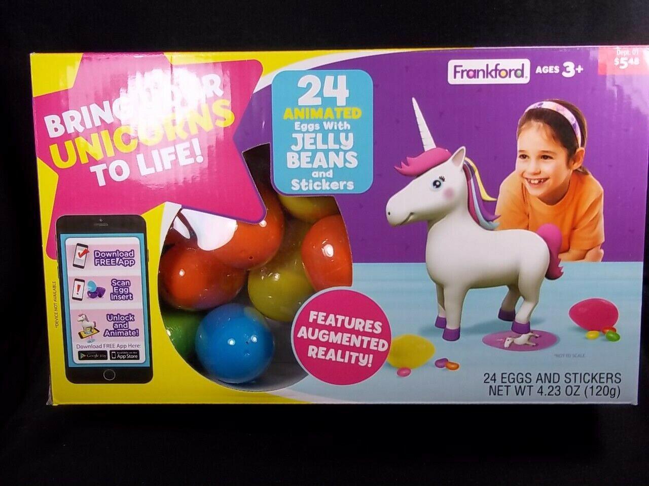 Frankford Candy Surprise Unicorns 24 eggs with jelly beans &amp; stickers fr... - $6.50