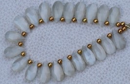 Natural, 20 pieces faceted pear fancy white MOONSTONE drilled briolette gemstone - £54.53 GBP