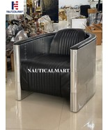 NauticalMart Furniture AC- Sofa, Retro Black TG Leather &amp; Aluminum - $4,101.75 CAD