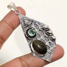 Blue Fire Labradorite Green Amethyst Gemstone Gift Pendant Jewelry 2.5&quot; ... - $4.99