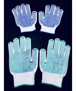 Gardening Gloves 2 Adult Unisex Large Blue &amp; Green Rubber PVC Dot Non Sl... - $191.96 MXN