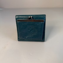 Patricia Nash Teal Leather Reiti Wallet Bifold &amp; Kiss Lock Coin Pocket - $33.95