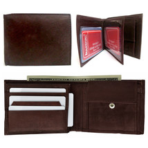 Mens Genuine Leather Wallet Bifold Id Window Credit Card Slot Bill Holde... - £15.72 GBP