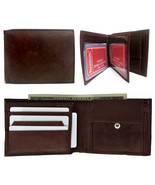 Mens Genuine Leather Wallet Bifold Id Window Credit Card Slot Bill Holde... - £13.46 GBP