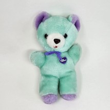 10&quot; VINTAGE ACME MINT GREEN + PURPLE TEDDY BEAR STUFFED ANIMAL PLUSH TOY - £37.21 GBP