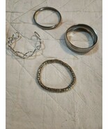 Lot of 4 Silver-toned Bangle Cuff Stretch Bracelets.  Unbranded - $28.52 CAD