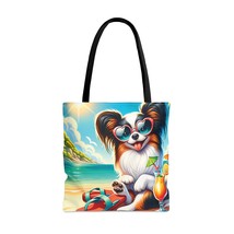Tote Bag, Dog on Beach, Old Papillon, Tote bag, 3 Sizes Available, awd-1229 - £22.38 GBP+