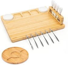 Smirly Bamboo Cheese Board And Knife Set: Large Charcuterie Boards Set, Cheese - £41.08 GBP