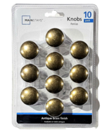 Mainstays Knobs 10 Pack Antique Brass Finish Easy Application - $46.59 CAD