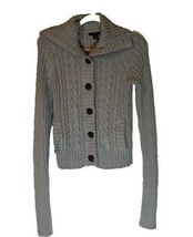 GAP Light Blue Cable Knit Cabincore Cozy Shawl Collar Button Up Sweater M - $22.49