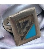 Native American Sterling Silver inlaid turquoise ring Size 5.25, - $82.06 CAD