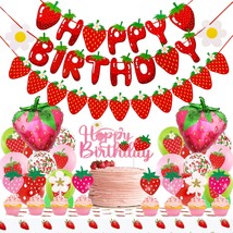 43Pcs Berry Sweet Birthday Party Decorations,Strawberry Theme Banner, Garland, F - £26.44 GBP