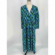 NWT Zara The Georgie Dress Sz M Midi Blue Green Geometric Print Limited ... - £58.07 GBP