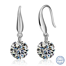 925 Sterling Silver earring CZ Cubic Zirconia clear crystal DLE80 - £11.05 GBP