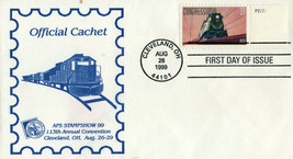 US 3334 FDC Famous Trains, APS StampShow &#39;99 official cachet ZAYIX 01240279 - $8.00