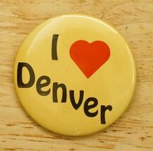 Vintage Pinback Button Travel Souvenir I Love Denver Colorado Red Heart - $9.89