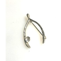 BRIGHT CUT 925 STERLING SILVER RHINESTONE LUCKY WISHBONE BROOCH SKY - $30.89