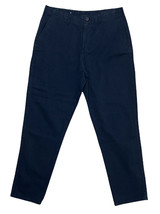Zara Mens Solid Navy Blue Straight Leg Pants w Belt Loops Cotton Blend S... - £23.25 GBP
