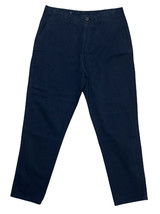 Zara Mens Solid Navy Blue Straight Leg Pants w Belt Loops Cotton Blend S... - $29.69