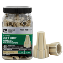 Commercial Electric Soft Grip Ribs Winged Wire Connector Tan 250-Pack EGWT-250 - £15.83 GBP
