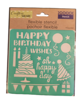 Crafter&#39;s Square Flexible Stencil - New - Happy Birthday Wishes - £7.08 GBP