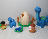 Fisher Price little people Blue Brontosaurus Dinosaur set cavemen egg food - £31.06 GBP